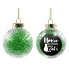Transparent Christmas tree ball ornament with green filling 8cm