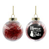 Transparent Christmas tree ball ornament with red filling 8cm