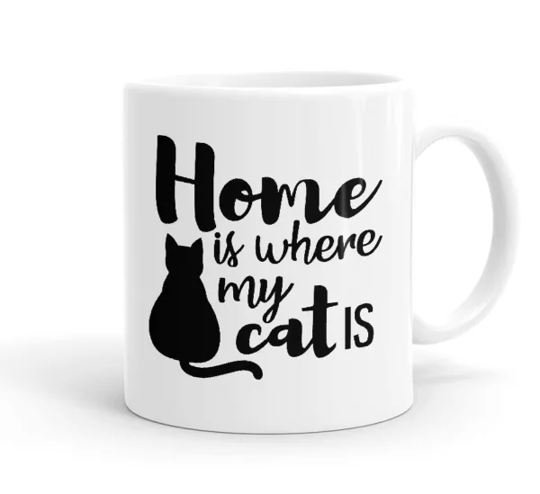 Home is where my cat is! — Κούπα, κεραμική, 330ml