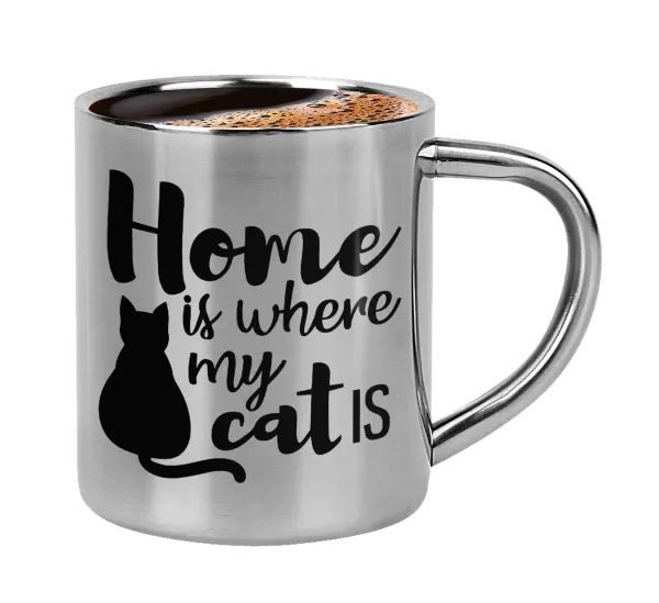 Home is where my cat is! — Κουπάκι μεταλλικό διπλού τοιχώματος για espresso (220ml)