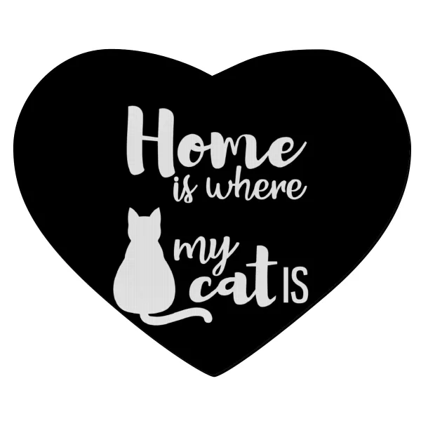 Home is where my cat is! — Mousepad heart 23x20cm