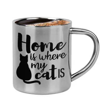 Home is where my cat is!, Double-wall metal cup for espresso (220ml)