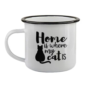 Home is where my cat is!, Κούπα εμαγιέ με μαύρο χείλος 360ml