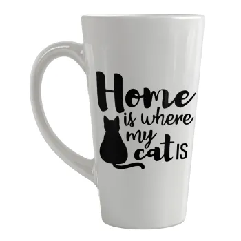 Home is where my cat is!, Κούπα κωνική Latte Μεγάλη, κεραμική, 450ml