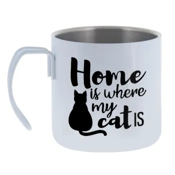 Home is where my cat is! — Κούπα Ανοξείδωτη διπλού τοιχώματος 400ml