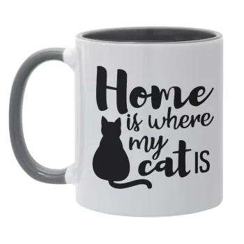 Home is where my cat is!, Mug colored grey, ceramic, 330ml