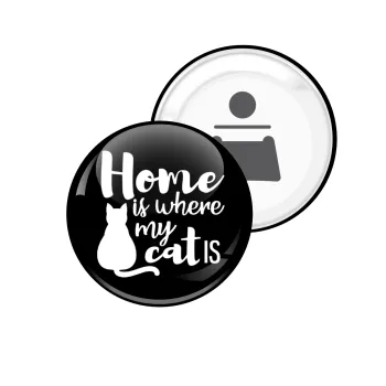 Home is where my cat is!, Μαγνητάκι και ανοιχτήρι μπύρας στρογγυλό διάστασης 5,9cm