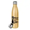 Glitter gold stainless steel thermos bottle, double-walled, 500ml