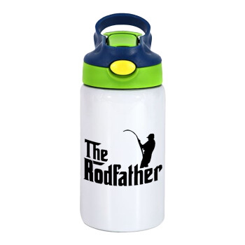 The rodfather, Children's hot water bottle, stainless steel, with safety straw, green, blue (350ml)