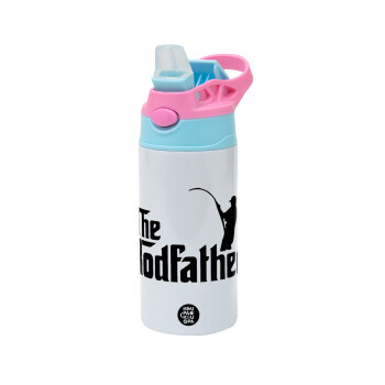 The rodfather, Παιδικό παγούρι θερμό, ανοξείδωτο, με καλαμάκι ασφαλείας, Ροζ/Σιελ (360ml) BPA FREE