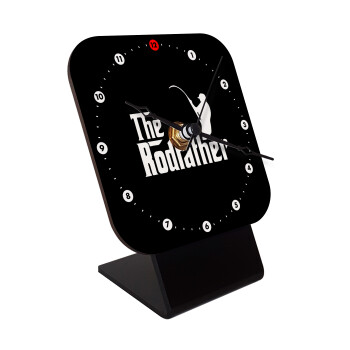 The rodfather, Quartz Wooden table clock with hands (10cm)