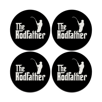 The rodfather, SET of 4 round wooden coasters (9cm)