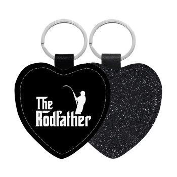 The rodfather, Μπρελόκ PU δερμάτινο glitter καρδιά ΜΑΥΡΟ
