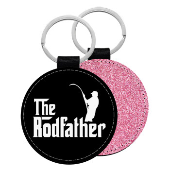 The rodfather, Μπρελόκ Δερματίνη, στρογγυλό ΡΟΖ (5cm)