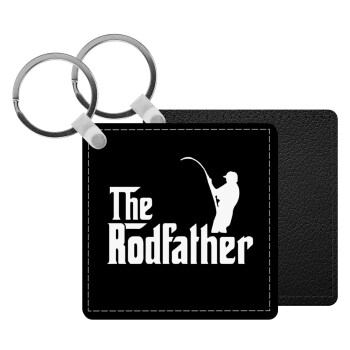 The rodfather, Μπρελόκ Δερματίνη, τετράγωνο ΜΑΥΡΟ (5x5cm)