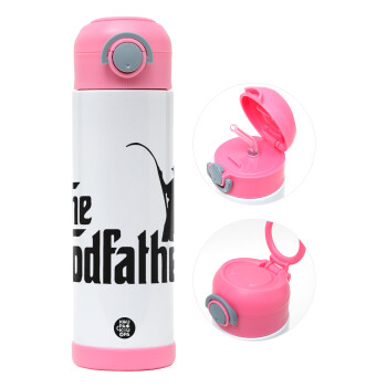 The rodfather, Children's hot water bottle, stainless steel, with safety straw, PINK (500ml)