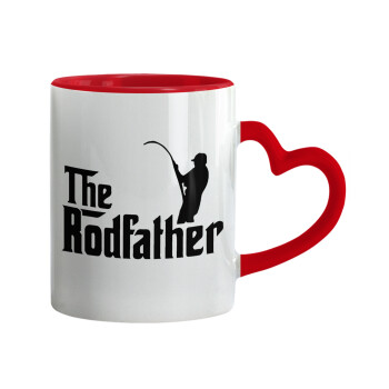 The rodfather, Mug heart red handle, ceramic, 330ml