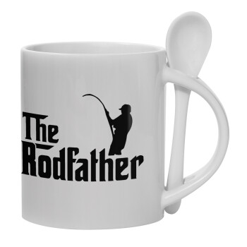 The rodfather, Ceramic coffee mug with Spoon, 330ml (1pcs)
