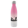 Metal mug thermos Pink/White (Stainless steel), double wall, 500ml