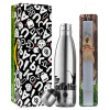 Easter Set, metallic stainless thermos flask (500ml) & scented flat Easter candle (30cm) (GRAY)