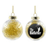 Transparent Christmas tree ball ornament with gold filling 8cm