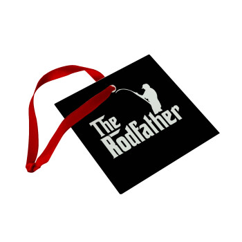 The rodfather, Στολίδι Χριστουγεννιάτικο στολίδι γυάλινο τετράγωνο 9x9cm