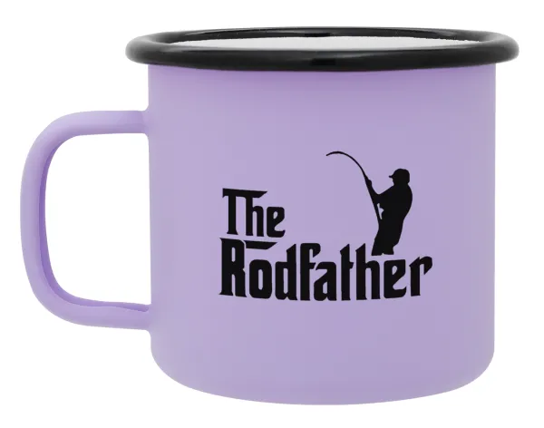 The rodfather — Metal enamel mug, matte light pastel purple, 360ml