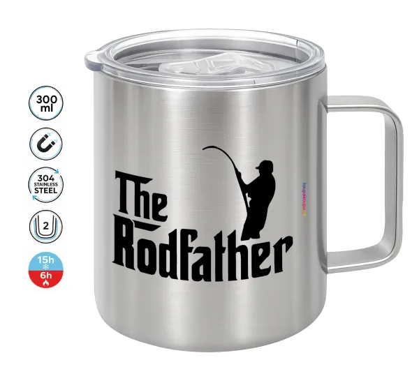 The rodfather — Double-walled stainless steel mug 300ml with temperature-retaining lid