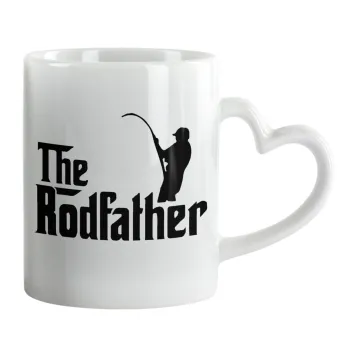The rodfather, Κούπα καρδιά χερούλι λευκή, κεραμική, 330ml