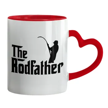 The rodfather, Mug heart red handle, ceramic, 330ml