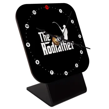The rodfather, Quartz Wooden table clock with hands (10cm)