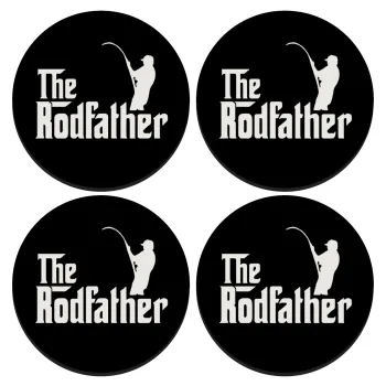 The rodfather, SET of 4 round wooden coasters (9cm)