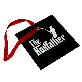 The rodfather, Στολίδι Χριστουγεννιάτικο στολίδι γυάλινο τετράγωνο 9x9cm
