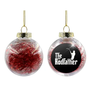 The rodfather, Transparent Christmas tree ball ornament with red filling 8cm