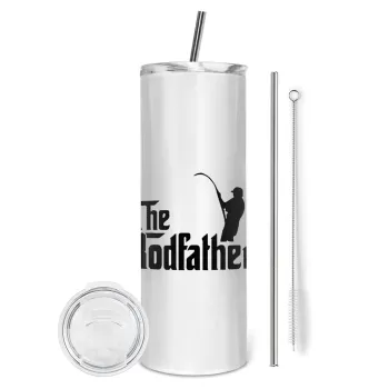 The rodfather, Tumbler ποτήρι θερμό από ανοξείδωτο ατσάλι 600ml, με μεταλλικό καλαμάκι & βούρτσα καθαρισμού