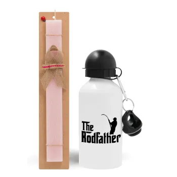The rodfather, Easter Set, metallic aluminum bottle (500ml) & aromatic flat Easter candle (30cm) (PINK)