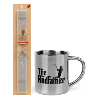The rodfather, Easter Set, metallic thermal cup (300ml) & Easter aromatic flat candle (30cm) (GRAY)