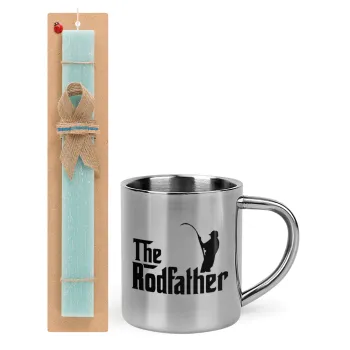 The rodfather, Easter Set, metallic thermal cup (300ml) & aromatic flat Easter candle (30cm) (TURQUOISE)