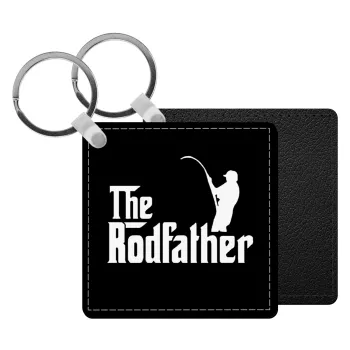 The rodfather, Μπρελόκ Δερματίνη, τετράγωνο ΜΑΥΡΟ (5x5cm)