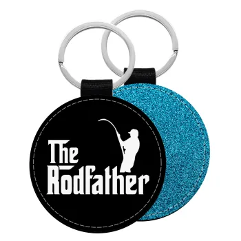 The rodfather, Μπρελόκ Δερματίνη, στρογγυλό ΜΠΛΕ (5cm)