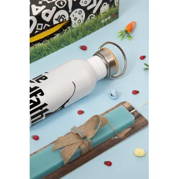 The rodfather, Easter Set, SS Metallic water bottle (620ml, stainless steel) & scented flat Easter candle (30cm) (TURQUOISE)