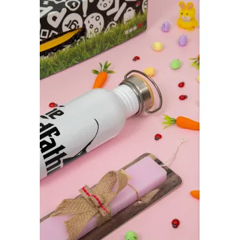 The rodfather, Easter Set, SS Metallic water bottle (620ml, stainless steel) & scented flat Easter candle (30cm) (PINK)