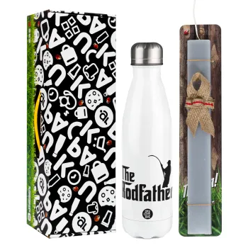 The rodfather, Easter candle, metallic white thermos bottle (500ml) & aromatic flat candle (30cm) (GRAY)