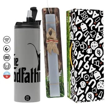 The rodfather, Πασχαλινή Λαμπάδα με Travel Tumbler θερμό (600ml, BPA free) & κερί αρωματικό πλακέ (30cm) (ΓΚΡΙ)
