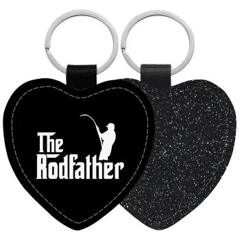 The rodfather, Μπρελόκ PU δερμάτινο glitter καρδιά ΜΑΥΡΟ