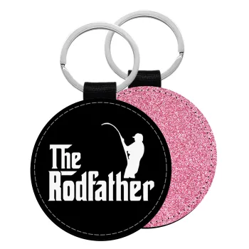 The rodfather, Μπρελόκ Δερματίνη, στρογγυλό ΡΟΖ (5cm)