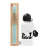Easter Set, metallic aluminum water bottle (500ml) & scented flat candle (30cm) (TURQUOISE)