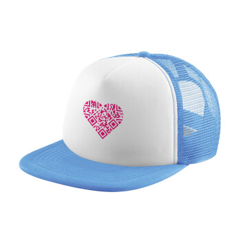 Heart hidden MSG, try me!!!, Καπέλο Soft Trucker με Δίχτυ Γαλάζιο/Λευκό