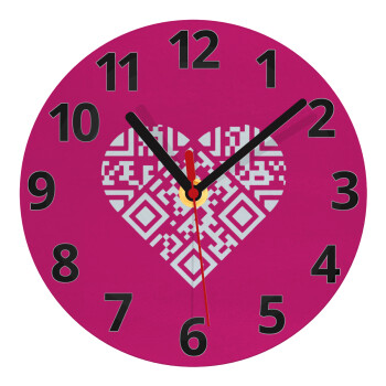 Heart hidden MSG, try me!!!, Ρολόι τοίχου γυάλινο (20cm)