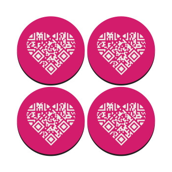 Heart hidden MSG, try me!!!, SET of 4 round wooden coasters (9cm)